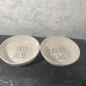 rae dunn taco set 2 Ceramic bowls , Taco Salad And Burrito Bowl